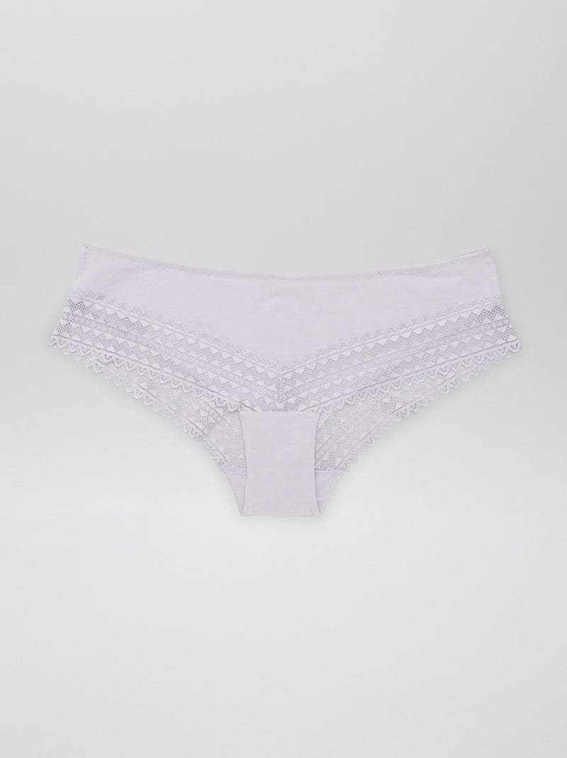 Lot de 3 shorty avec dentelle Violet/rose/bleu marine - Kiabi