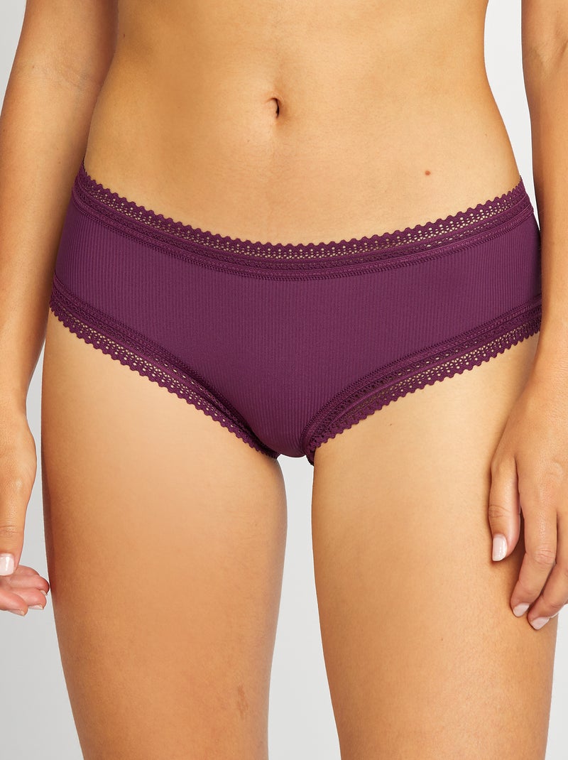 Lot de 3 shorty côtelés Violet/vert/bleu marine - Kiabi