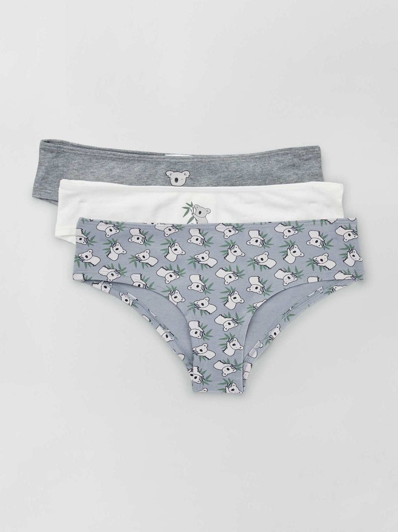 Lot de 3 shortys avec imprimés fantaisie Gris/blanc - Kiabi