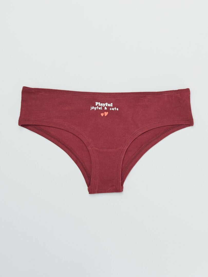 Lot de 3 shortys avec imprimés fantaisie Rouge/prune/noir - Kiabi
