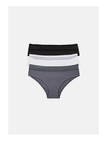 Lot de 3 shortys en coton et dentelle