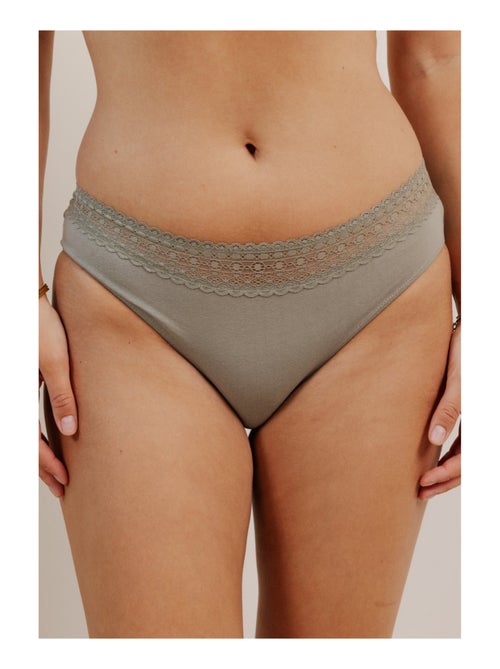 Lot de 3 shortys en coton et dentelle - Kiabi