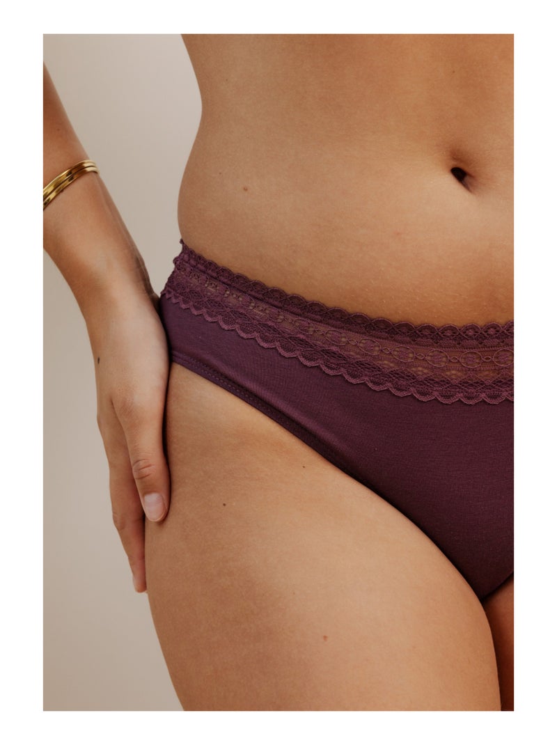 Lot de 3 shortys en coton et dentelle Blanc / Rose / Beige - Kiabi