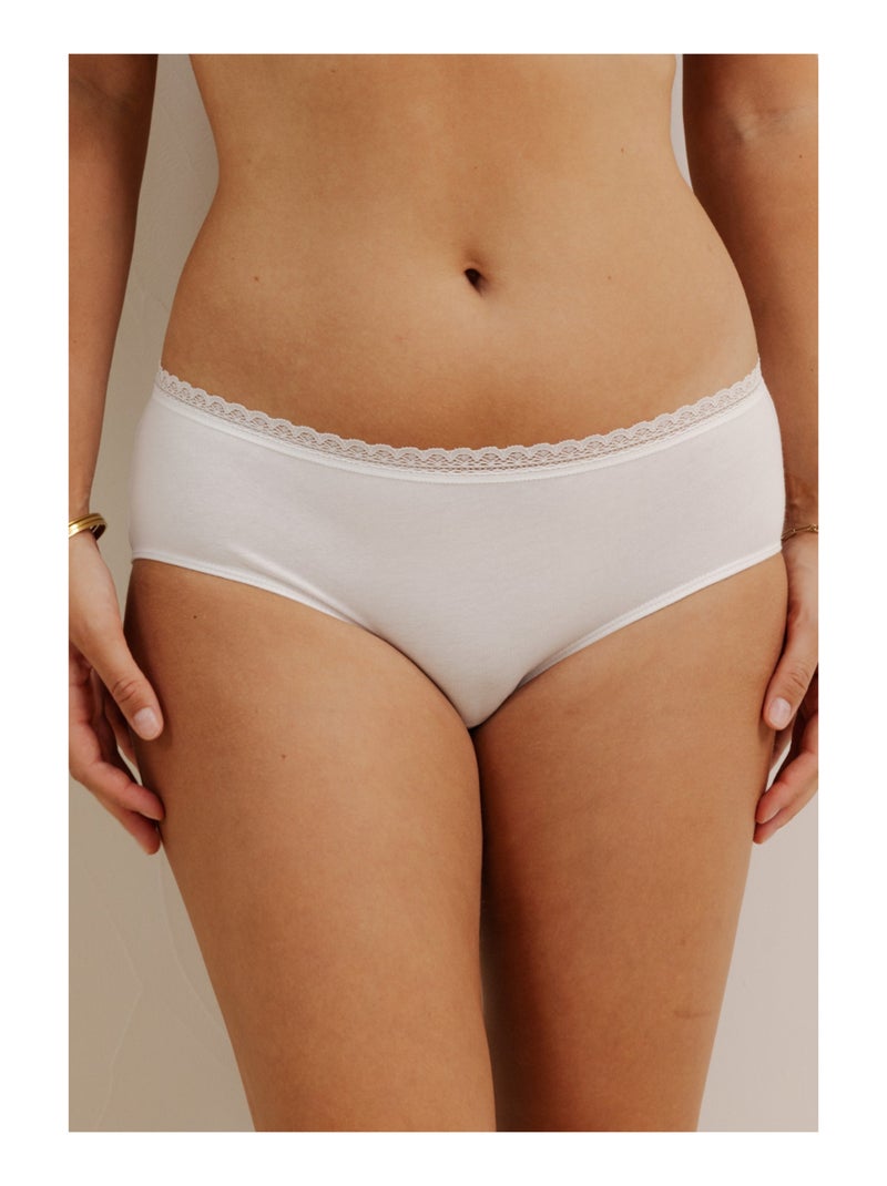 Lot de 3 shortys en coton et dentelle Blanc Rose Blanc - Kiabi