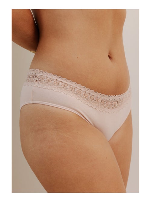 Lot de 3 shortys en coton et dentelle - Kiabi