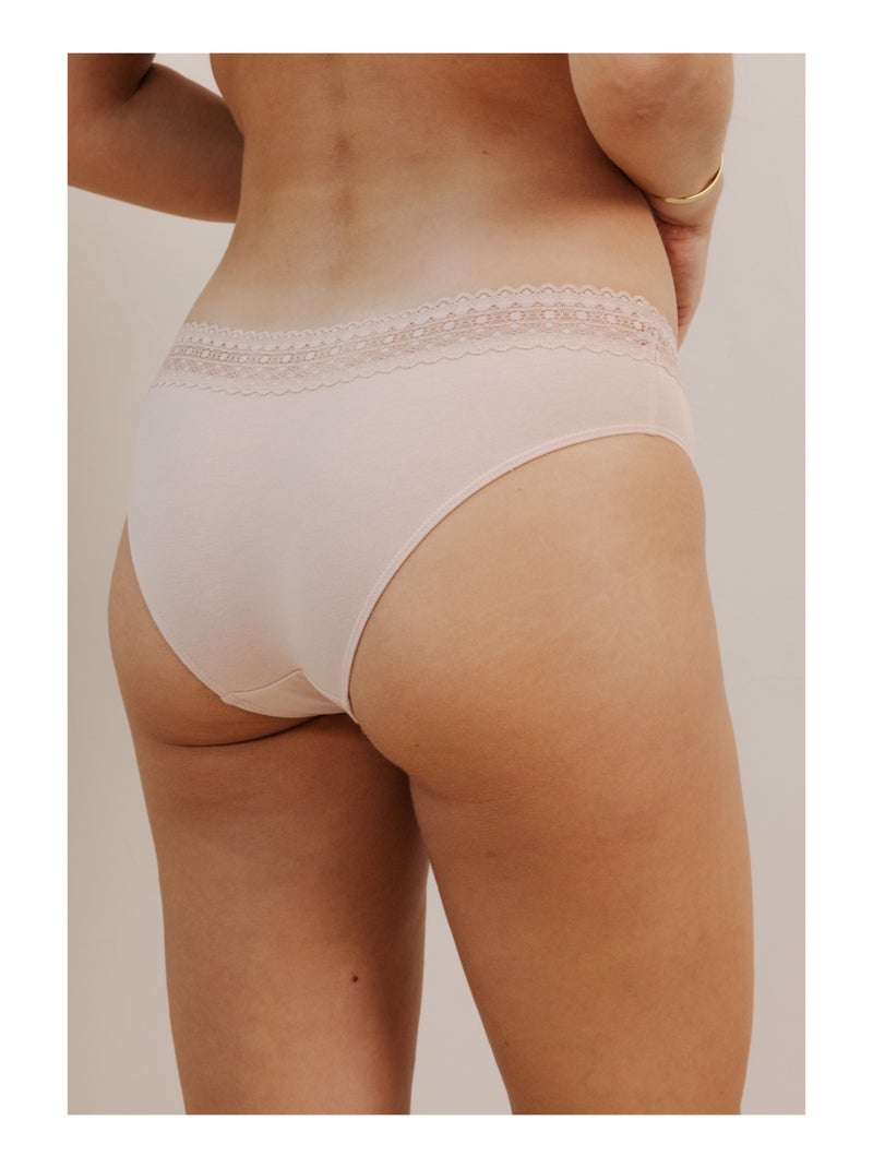 Lot de 3 shortys en coton et dentelle Noir Rose Blanc - Kiabi
