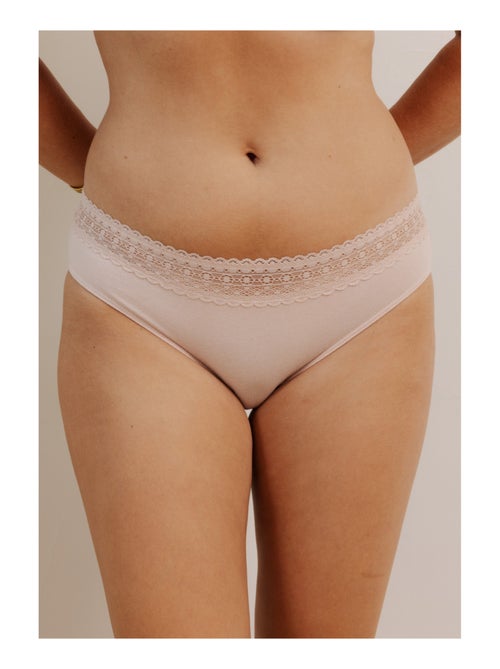 Lot de 3 shortys en coton et dentelle - Kiabi