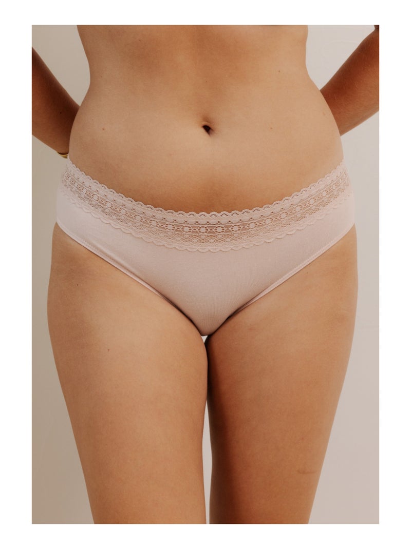 Lot de 3 shortys en coton et dentelle Noir Rose Blanc - Kiabi