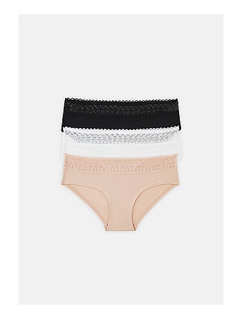 Lot de 3 shortys en microfibre et dentelle