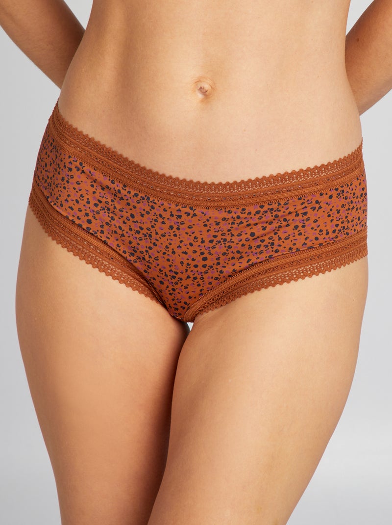 Lot de 3 shortys en microfibre imprimé Violet - Kiabi