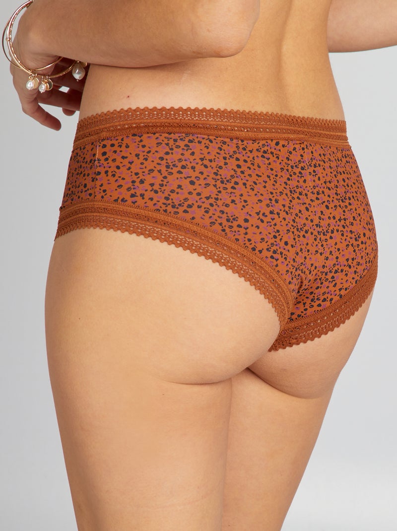 Lot de 3 shortys en microfibre imprimé Violet - Kiabi