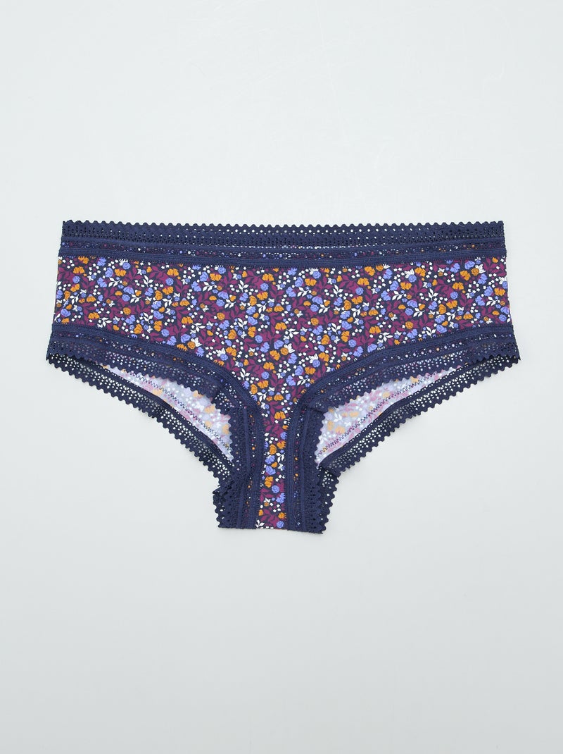 Lot de 3 shortys en microfibre imprimé Violet - Kiabi