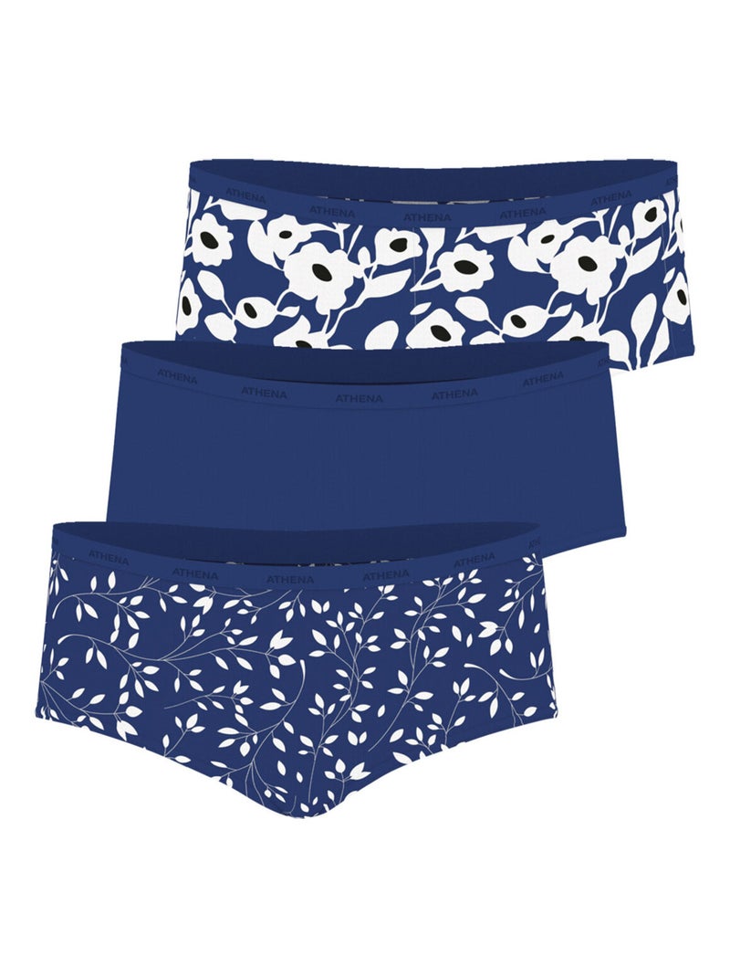 Lot de 3 shortys femme Ecopack Mode Athena Bleu - Kiabi