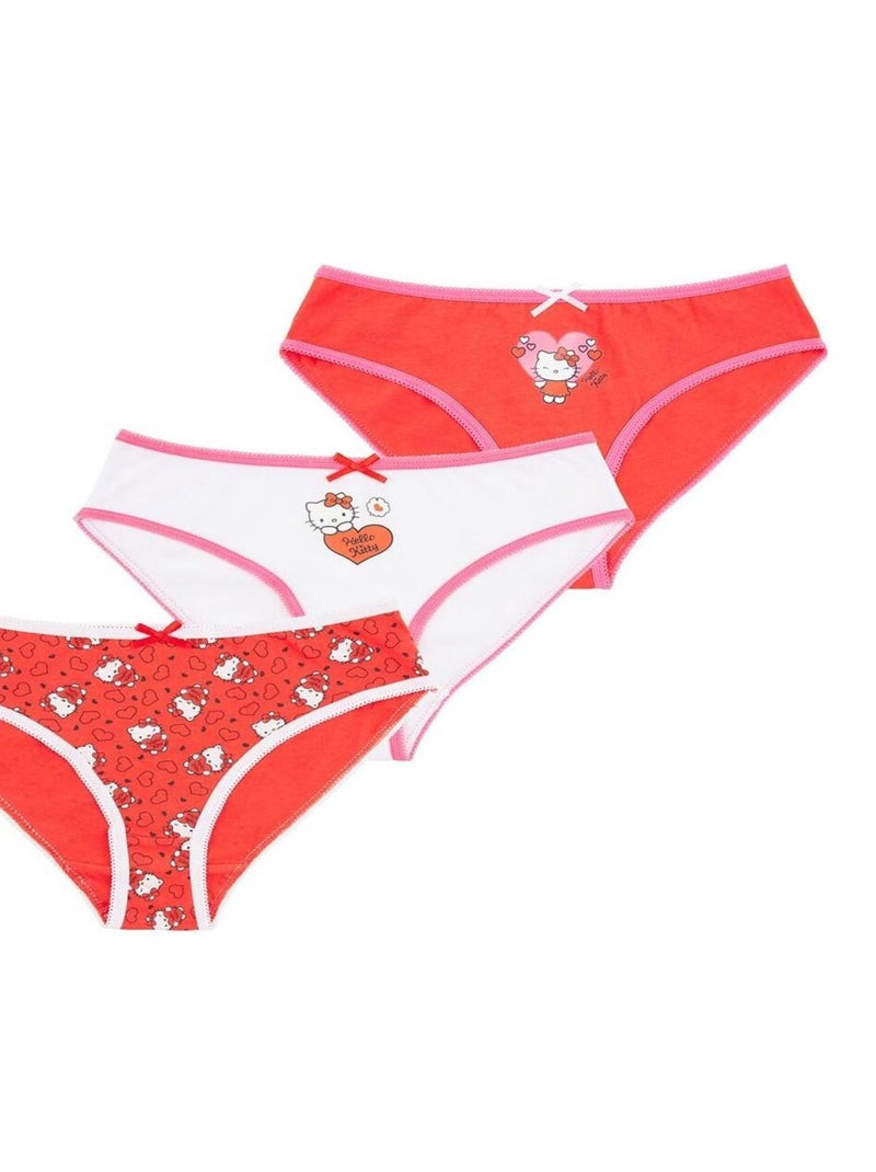 Lot de 3 slip fille en coton Hello Kitty Hello Kitty Rouge - Kiabi