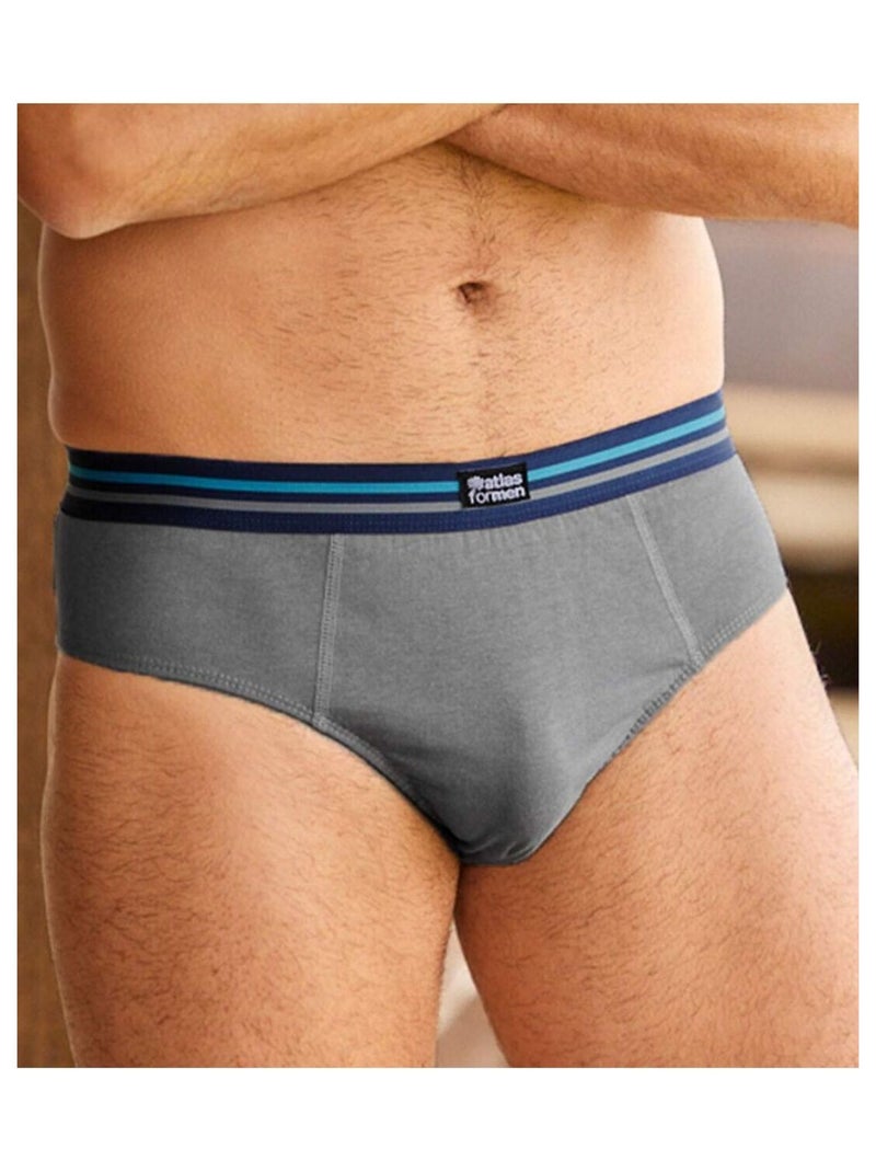 Lot de 3 Slips Confort   - ATLAS FOR MEN Bleu Gris Bleu - Kiabi