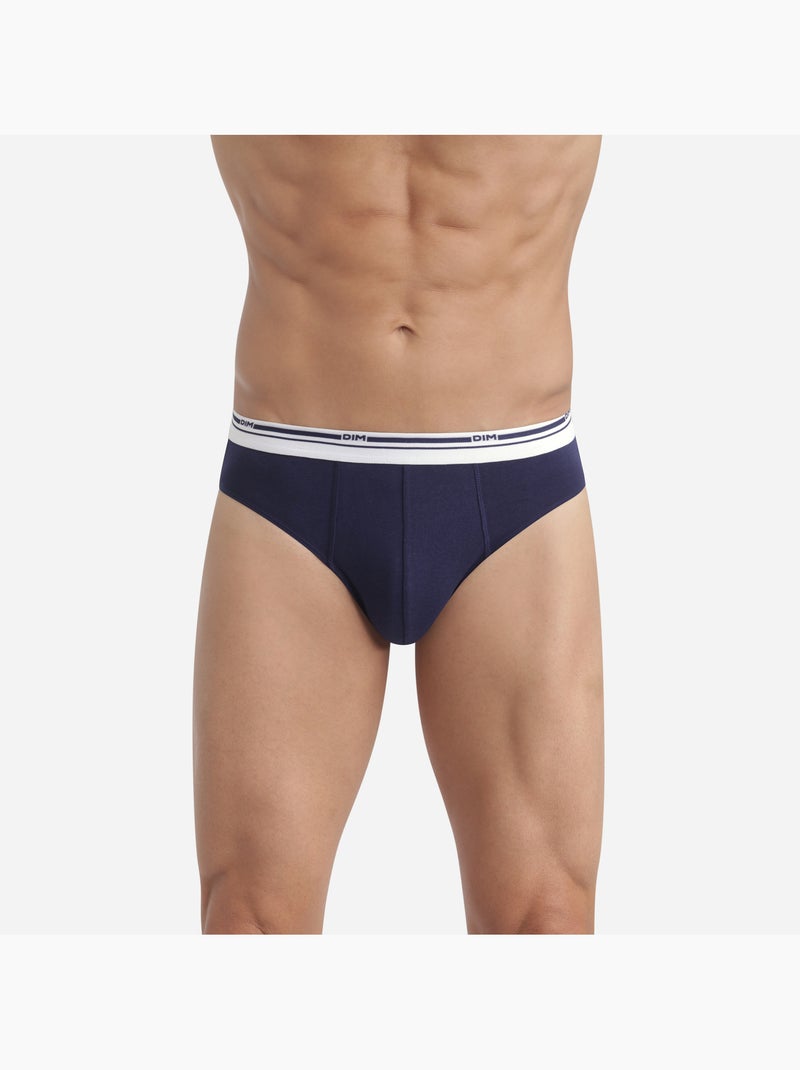 Lot de 3 slips coton Classic Colors Bleu marine - Kiabi