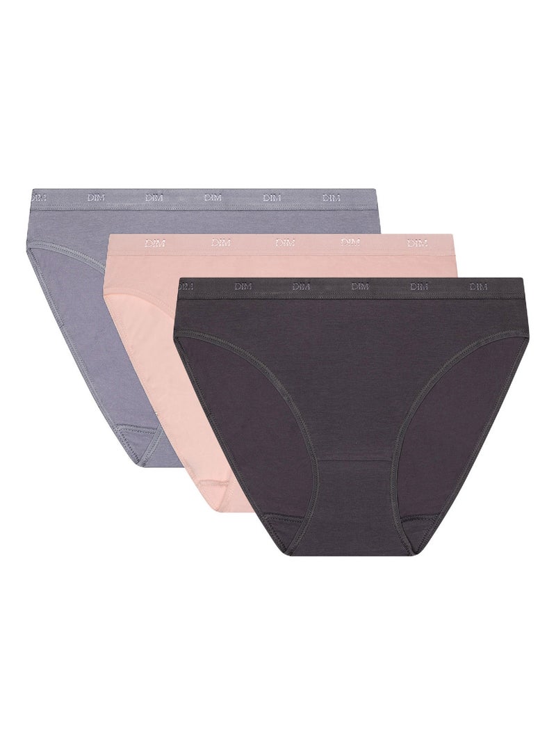 Lot de 3 Slips Coton Les Pockets Coton Gris - Kiabi