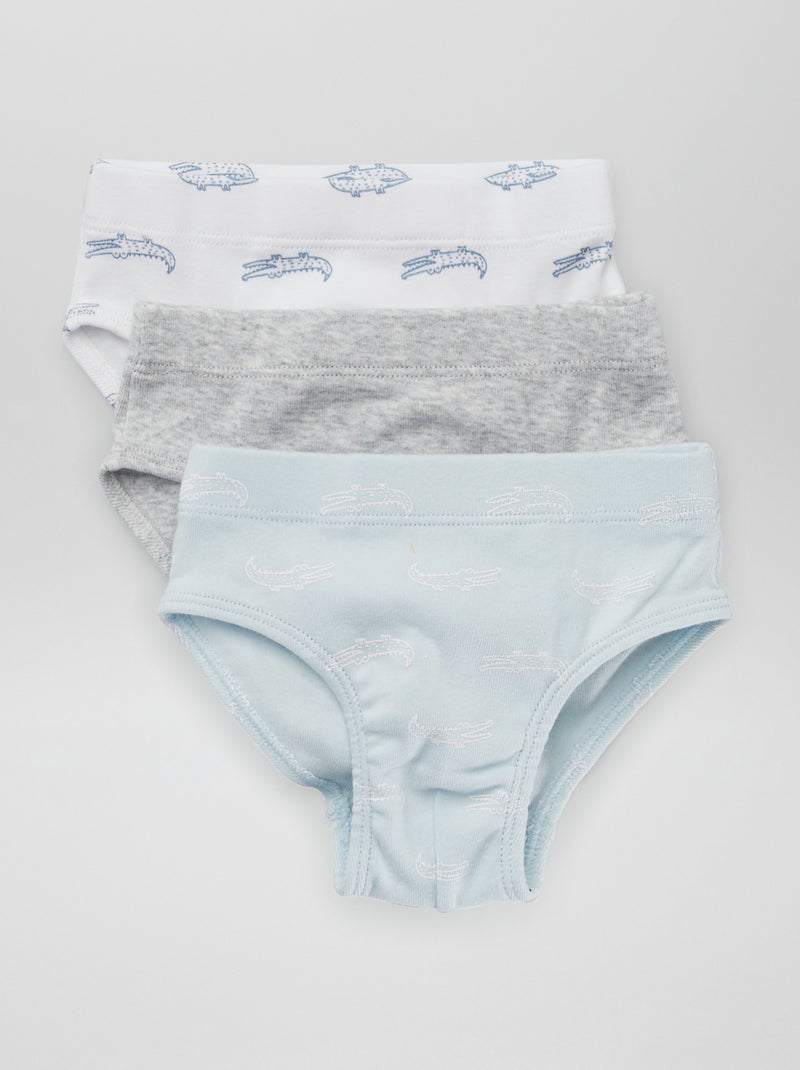 Lot de 3 slips 'crocodiles' Bleu/gris - Kiabi