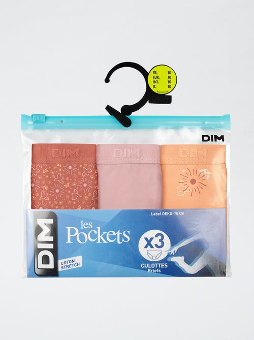 Lot de 3 slips 'DIM' en coton uni - Kiabi