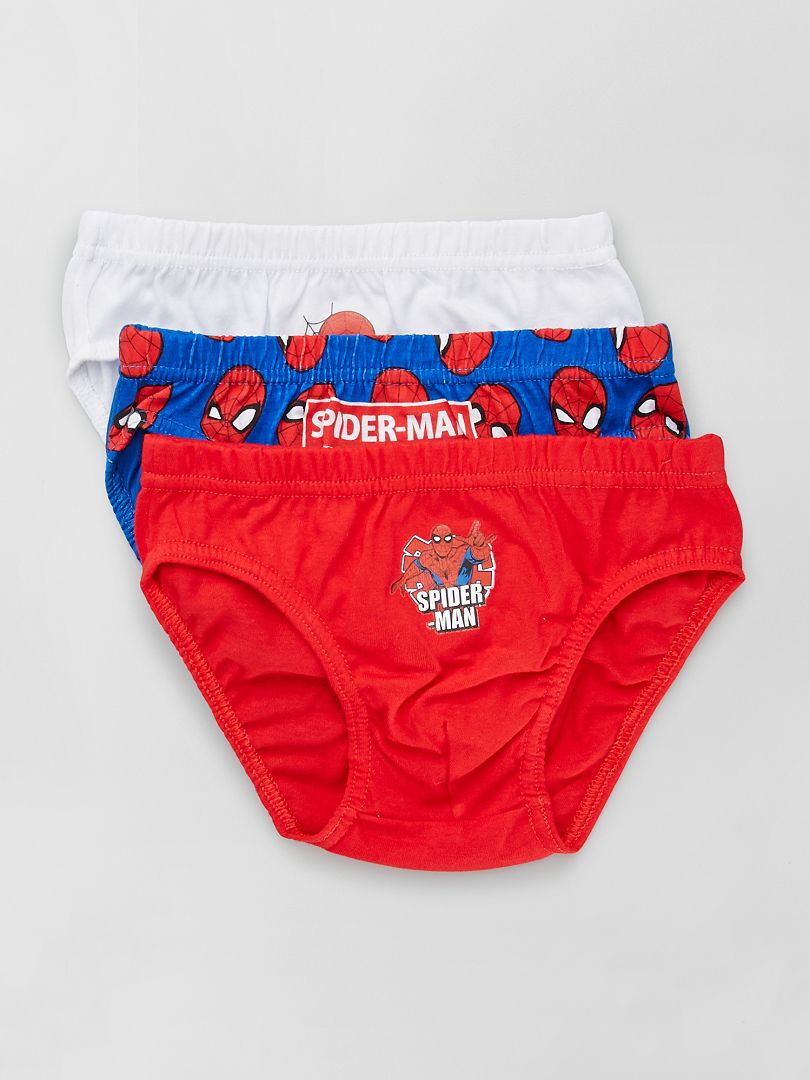 Lot de 3 slips en coton 'Spider-Man' bleu/blanc/rouge - Kiabi