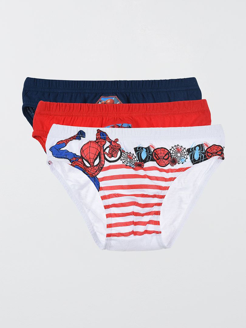Lot de 3 slips en coton 'Spider-Man' rouge - Kiabi