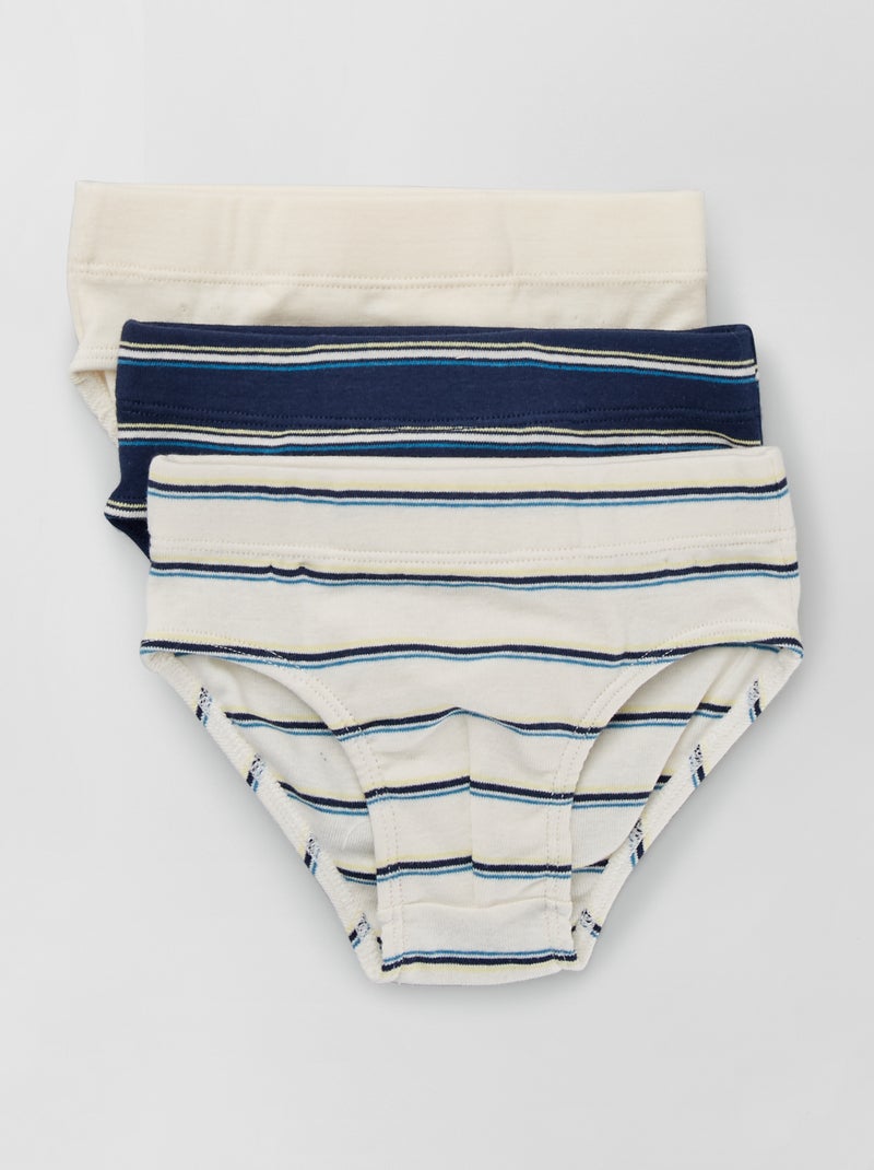 Lot de 3 slips fantaisie bleu/jaune/blanc - Kiabi