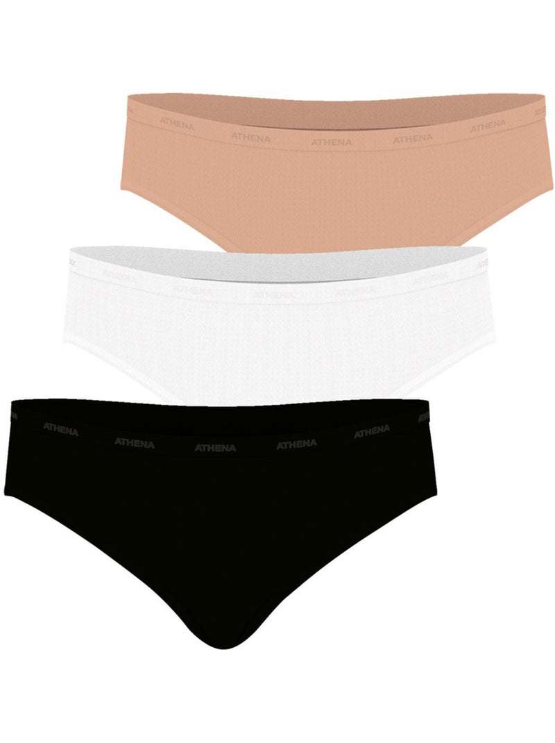 Lot de 3 slips femme Ecopack Basic Noir Beige Blanc - Kiabi