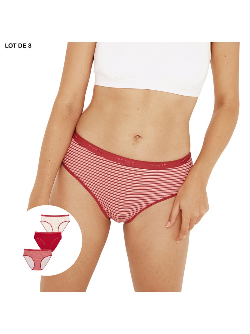 Lot de 3 slips femme Ecopack Mode Athena Rouge - Kiabi