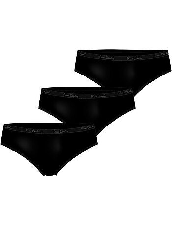 Lot de 3 slips femme en coton uni ceinture fine 2cm pck37 pierre cardin