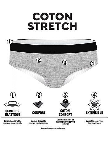 Lot de 3 slips femme en coton uni ceinture fine 2cm pck37 pierre cardin