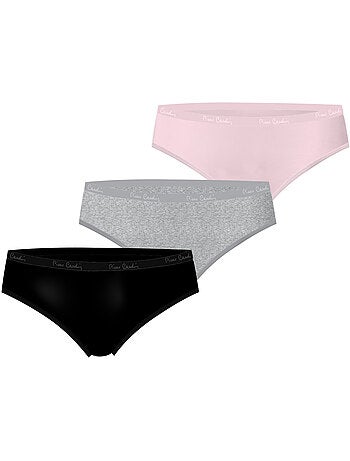 Lot de 3 slips femme en coton uni et imprimé ceinture fine 2cm bgp pierre cardin