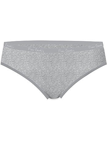Lot de 3 slips femme en coton uni et imprimé ceinture fine 2cm bgp pierre cardin