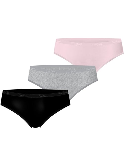 Lot de 3 slips femme en coton uni et imprimé ceinture fine 2cm bgp pierre cardin - Kiabi Lot de 3 slips femme en coton uni et imprimé ceinture fine 2cm bgp pierre cardin - Kiabi