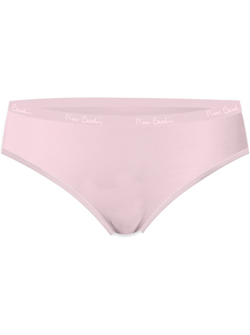 Lot de 3 slips femme  en coton uni et imprimé ceinture fine 2cm bgp pierre cardin Rose - Kiabi