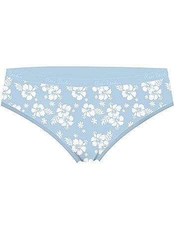 Lot de 3 slips femme en coton uni et imprimé ceinture fine 2cm pck1 pierre cardin