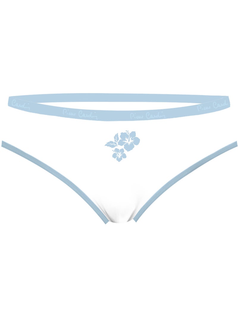 Lot de 3 slips femme  en coton uni et imprimé ceinture fine 2cm pck1 pierre cardin Bleu - Kiabi