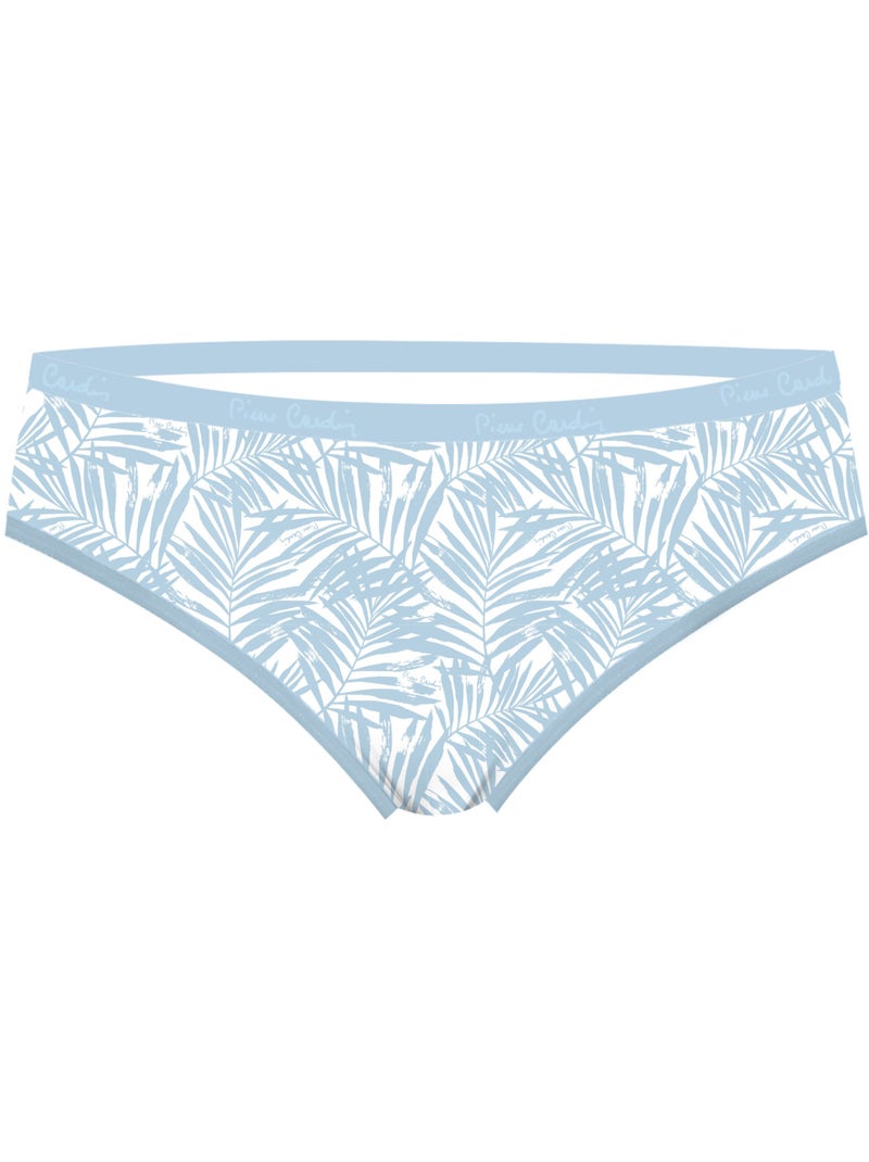 Lot de 3 slips femme  en coton uni et imprimé ceinture fine 2cm pck1 pierre cardin Bleu - Kiabi