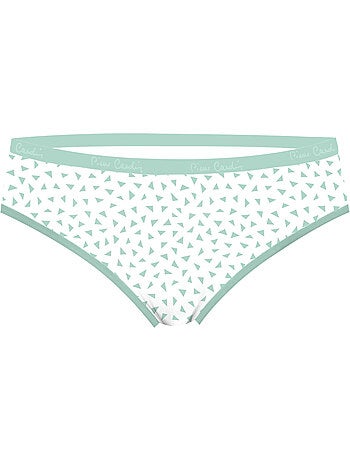 Lot de 3 slips femme en coton uni et imprimé ceinture fine 2cm pck12 pierre cardin