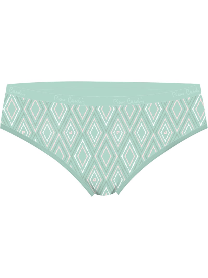 Lot de 3 slips femme  en coton uni et imprimé ceinture fine 2cm pck12 pierre cardin Vert - Kiabi
