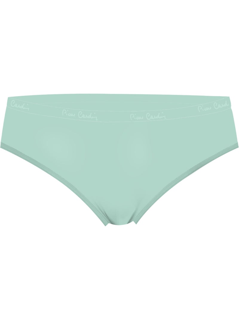 Lot de 3 slips femme  en coton uni et imprimé ceinture fine 2cm pck12 pierre cardin Vert - Kiabi