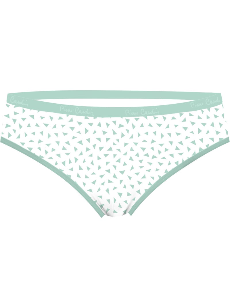 Lot de 3 slips femme  en coton uni et imprimé ceinture fine 2cm pck12 pierre cardin Vert - Kiabi