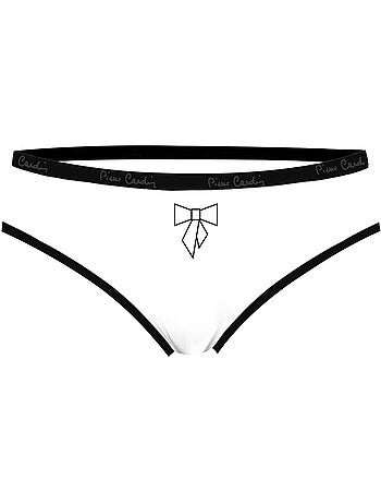 Lot de 3 slips femme en coton uni et imprimé ceinture fine 2cm pck6 pierre cardin