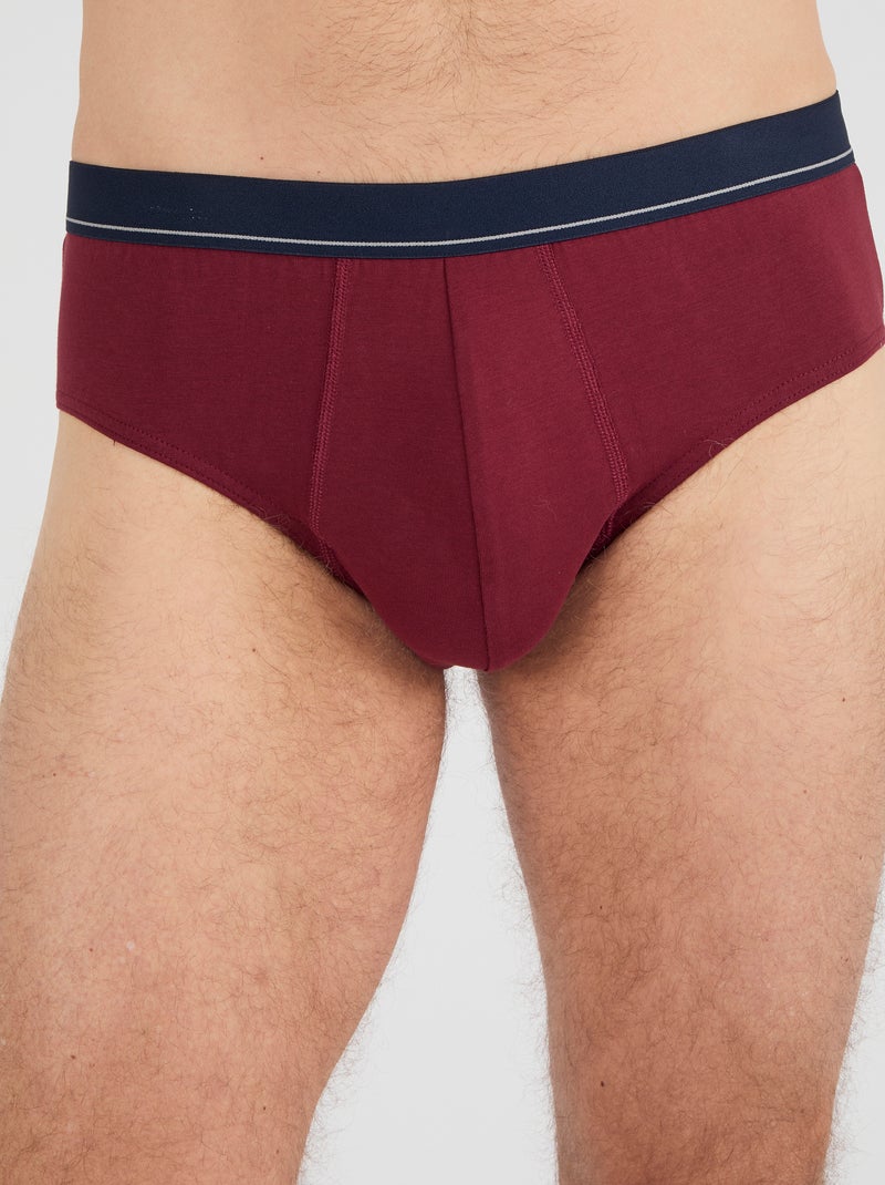 Lot de 3 slips fermés coton biologique majoritaire - Damart Rouge - Kiabi