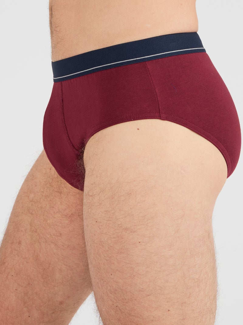 Lot de 3 slips fermés coton biologique majoritaire - Damart Rouge - Kiabi