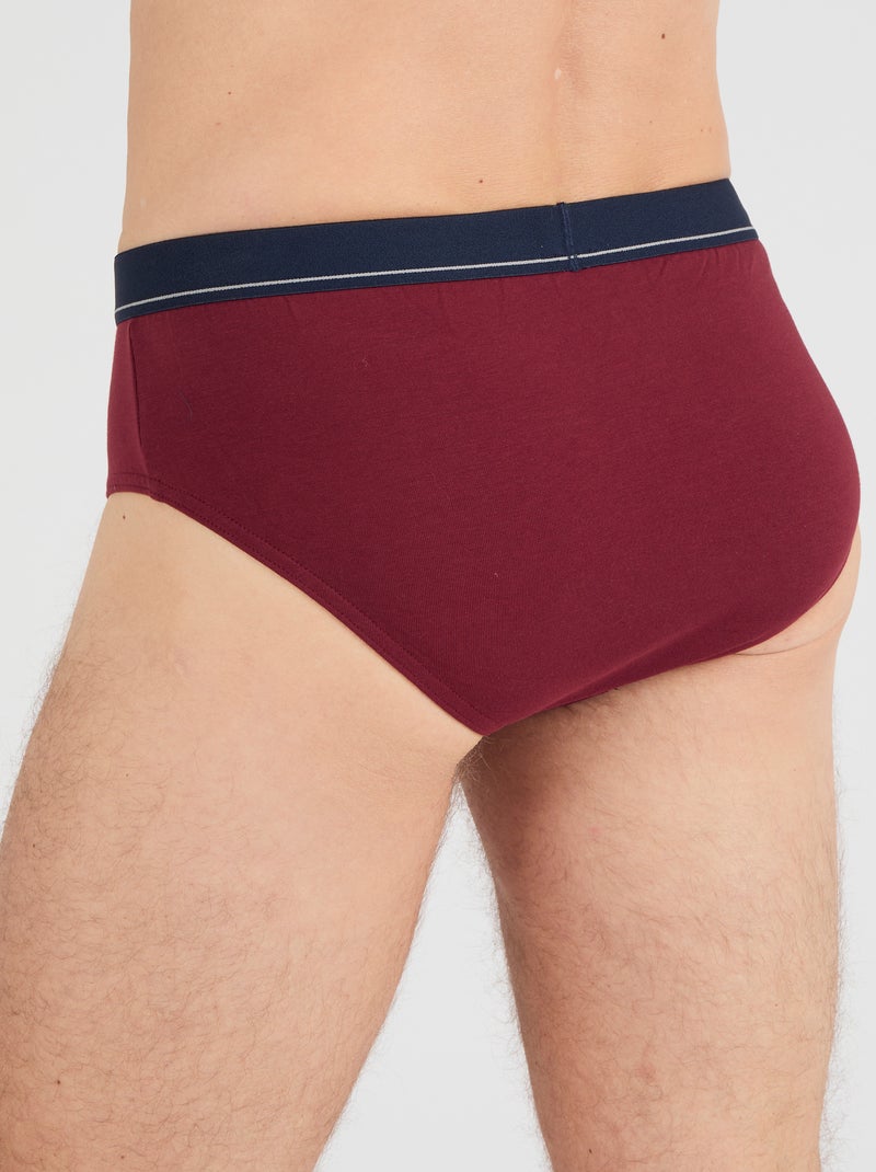 Lot de 3 slips fermés coton biologique majoritaire - Damart Rouge - Kiabi