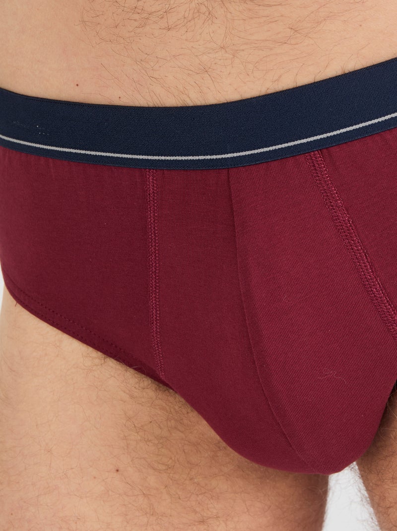 Lot de 3 slips fermés coton biologique majoritaire - Damart Rouge - Kiabi