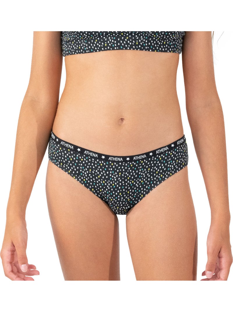 Lot de 3 slips fille Ecopack Athena Blanc Noir Gris - Kiabi