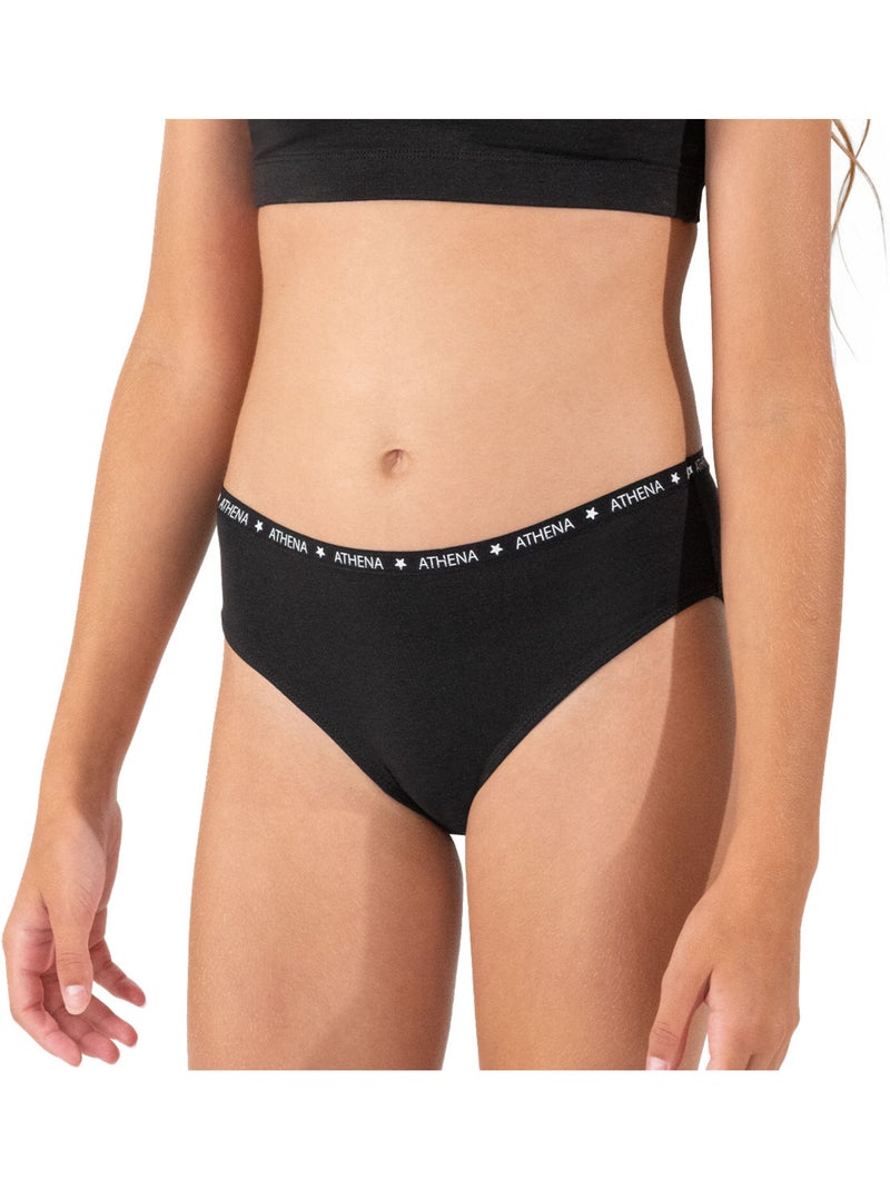 Lot de 3 slips fille Ecopack Athena Blanc Noir Gris - Kiabi