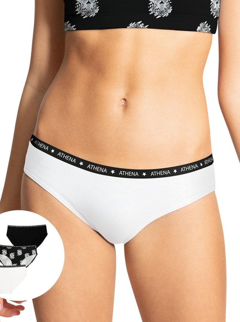 Lot de 3 slips fille Ecopack Girl Mode Athena Fille Blanc Noir - Kiabi