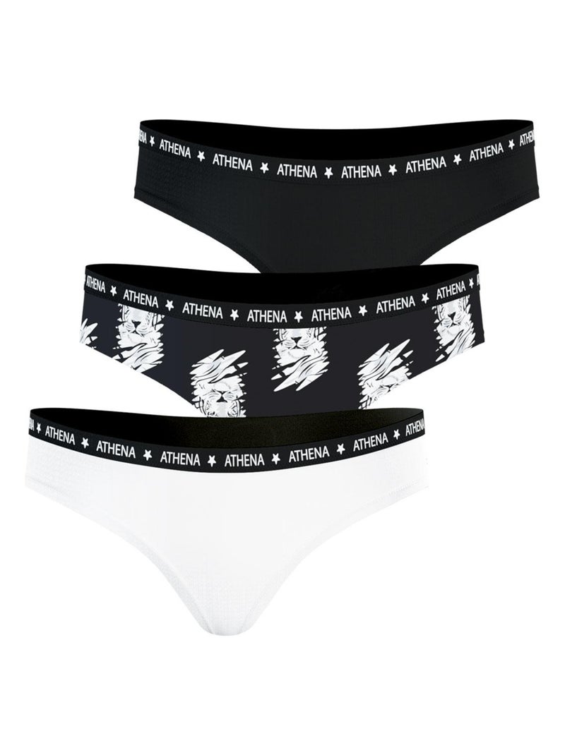 Lot de 3 slips fille Ecopack Girl Mode   Fille Blanc Noir - Kiabi